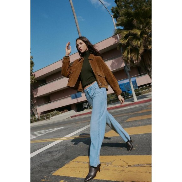 ZARA 100% LEATHER BOMBER JACKET - Picture 2 of 11